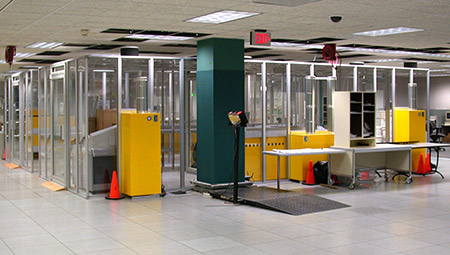 Typical postal room installation in bank postal processing center